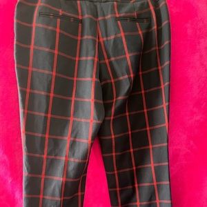 The Limited Women Drew Dress Pant Size 14 Navy Blue Red Window Pane Plaid.